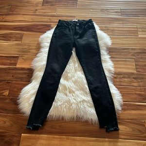 Good American Good Waist Crop Step Hem Jeans Black Womens 27